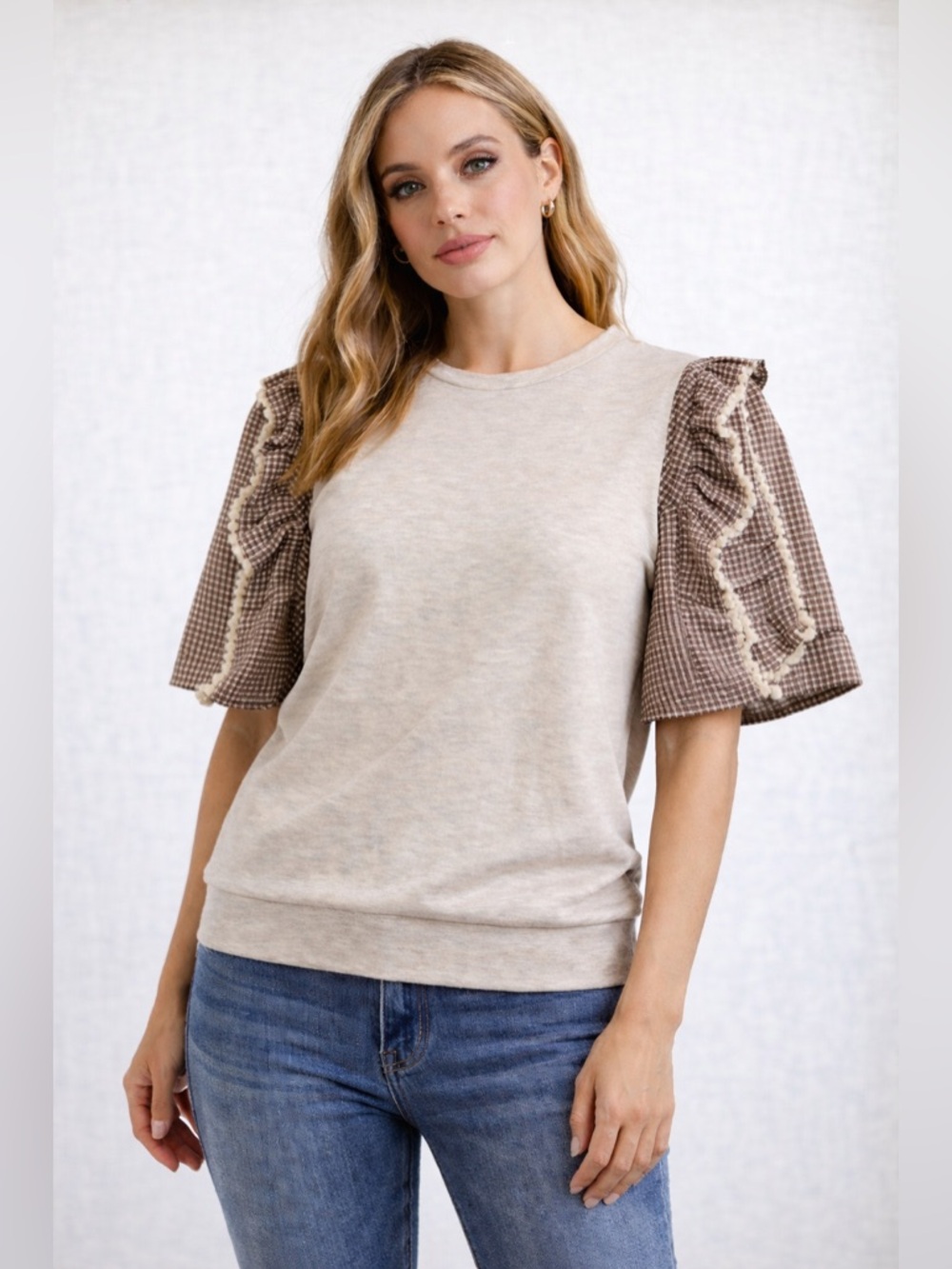 🧸‎ RO&DE Ruffle Sleeve Sweatshirt Top Size Medium NWT 🧸